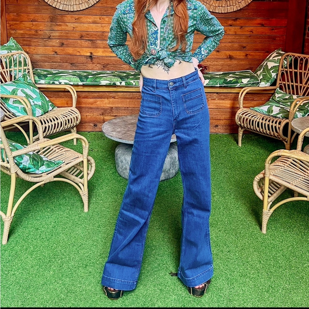 & other stories blue flare jeans 0